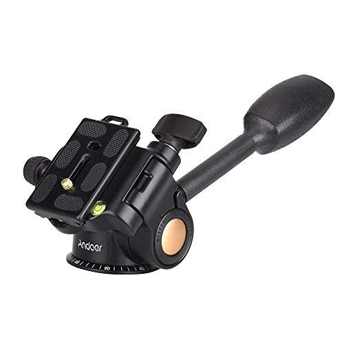 Andoer Andoer Camera Tripod Handle Ball Head 3-Way Fluid Head with Quick Rele