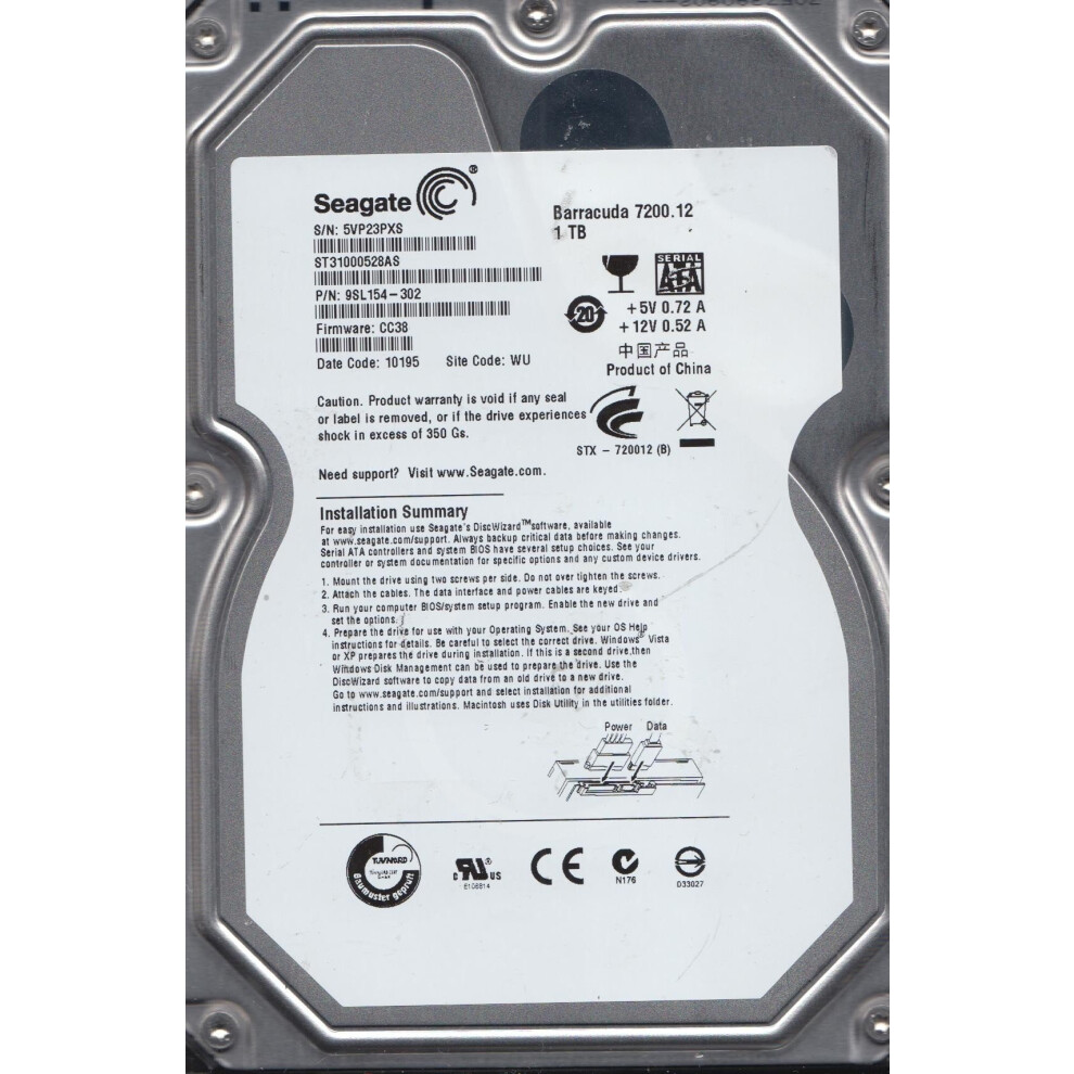 Seagate ST31000528AS 1TB Hard Drive