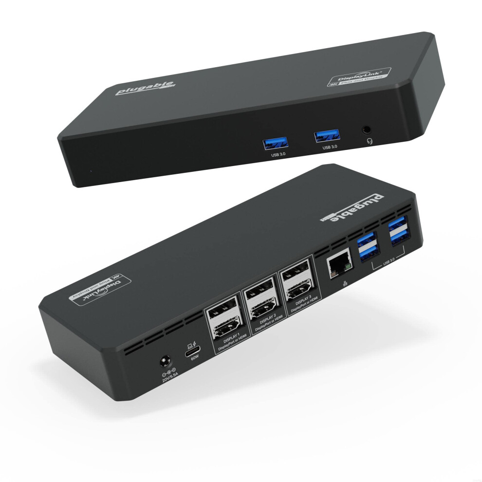 Photos - Other for Laptops Plugable 12-in-1 USB C Triple Monitor Docking Station Triple 4K Displ UD-6950PDZ