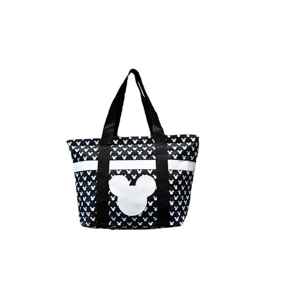 Disney Tote Mickey & Minnie Mouse Icon Print Zipper Travel Bag (Black