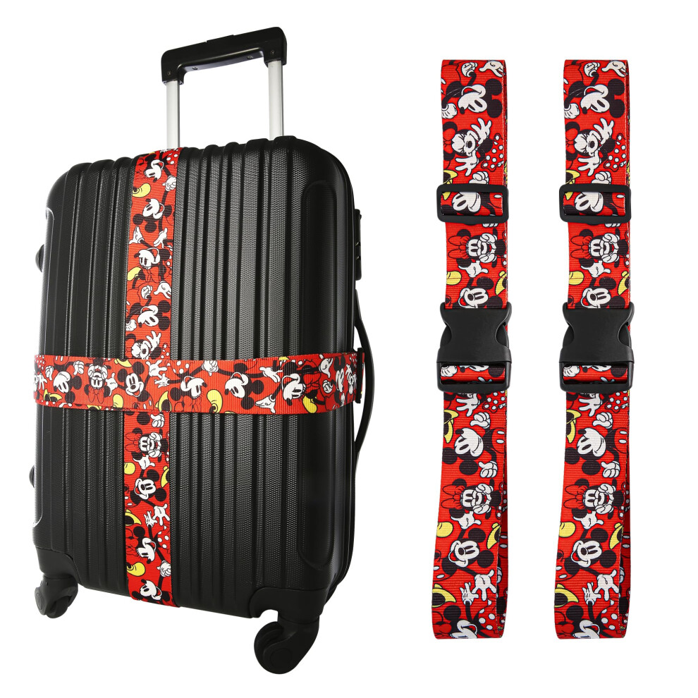 Disney Mickey and Minnie Mouse Luggage Strap 2-Piece Set Officially Li