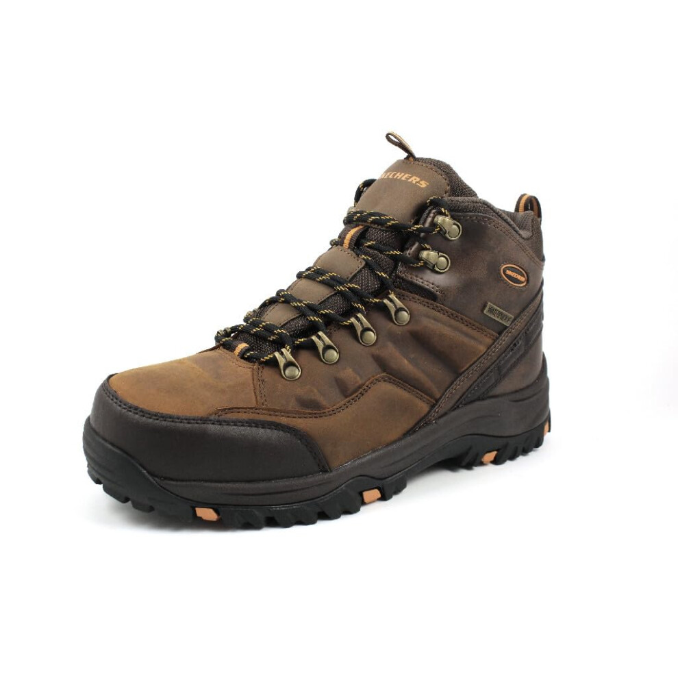 Skechers mens Relaxed Fit Resment Traven Hiking Boot  Dark Brown 1  14