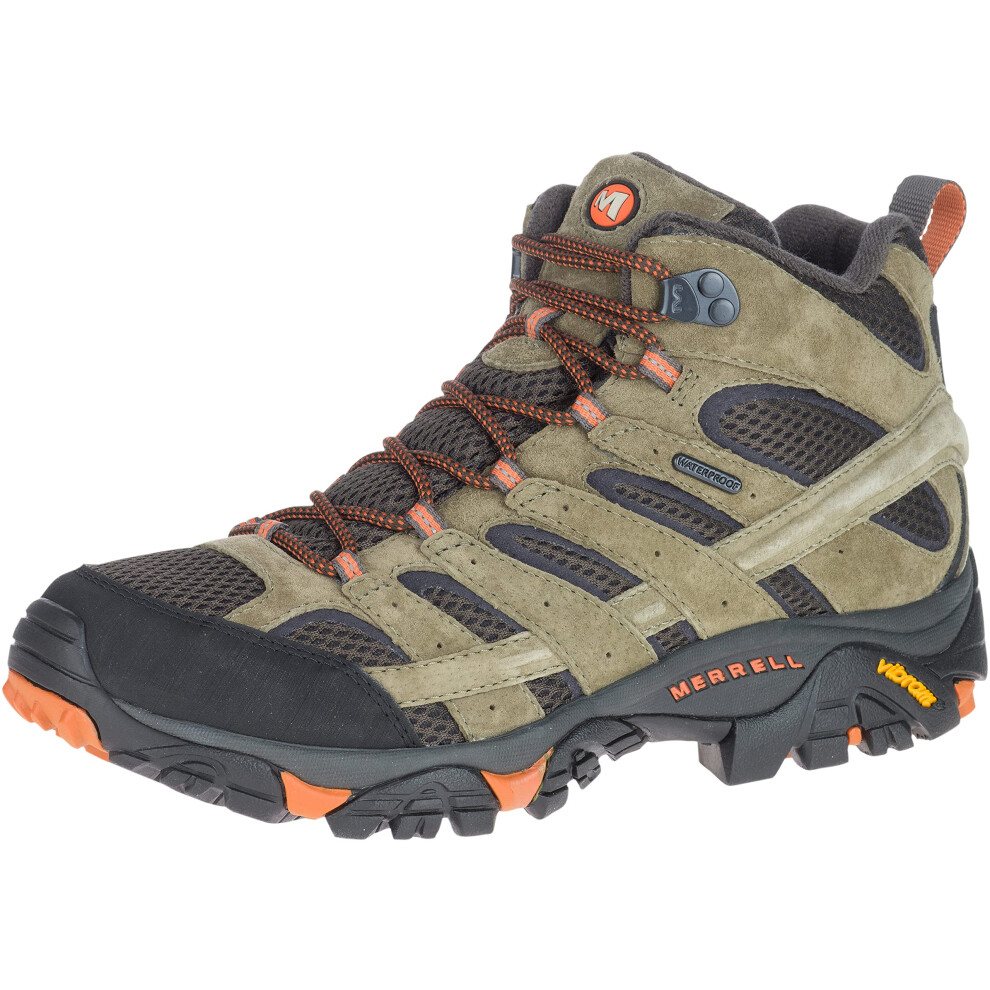 Merrell Men's Moab 2 Mid Waterproof Olive/Orange Hiking Boot 8.5 M US