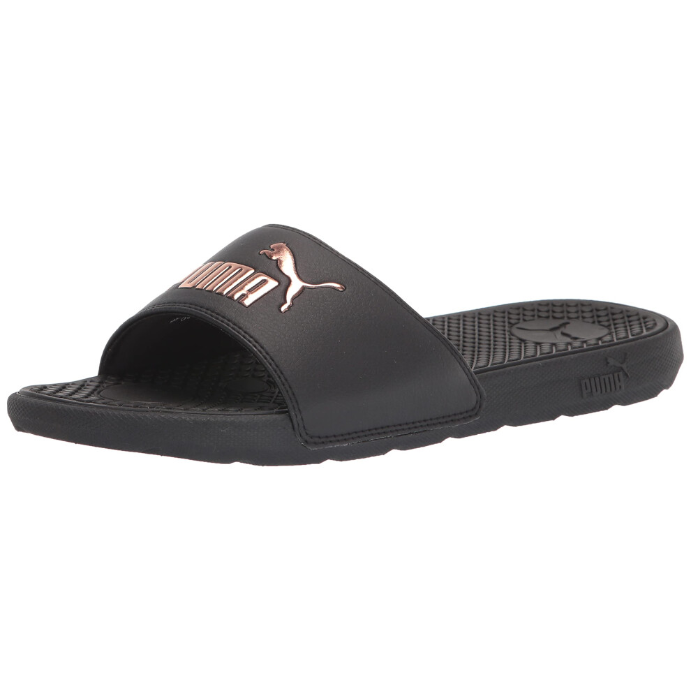 PUMA Women's Cool Cat Slide Sandal  Black-Rose Gold  6 M US