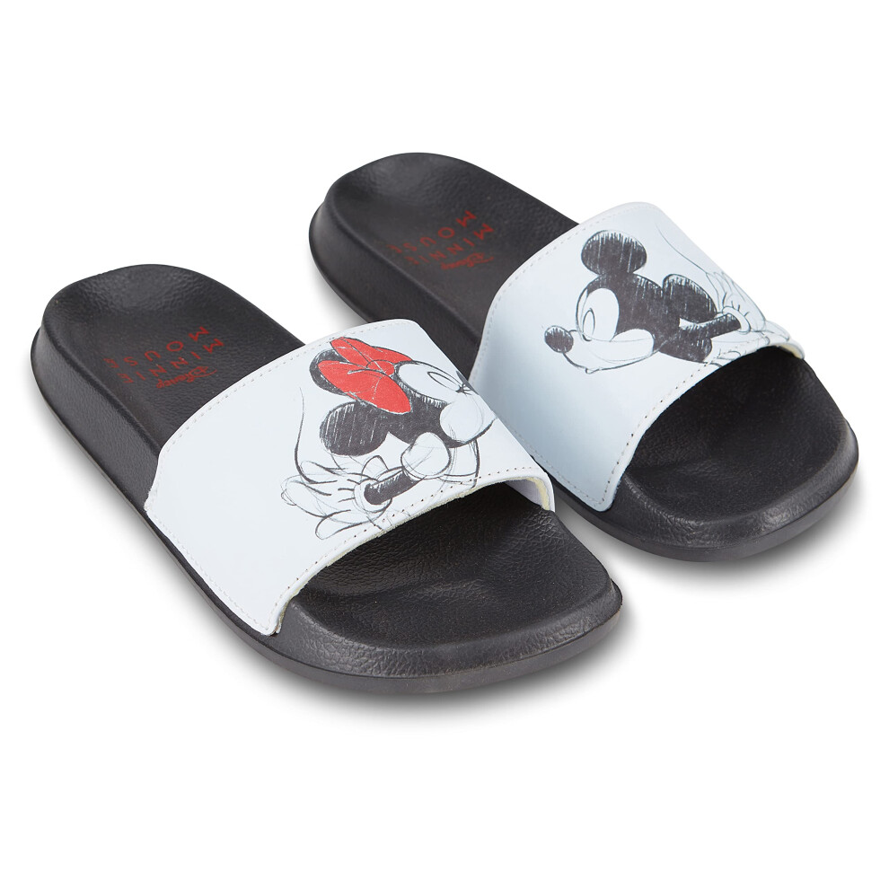 Disney Ladies Minnie and Mickey Slides - Ladies Classic Mickey and Min