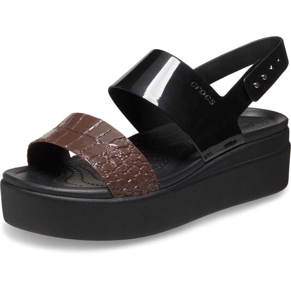 Crocs Women's Brooklyn Low Wedges  Platform Sandals  Mocha/Black  Nume