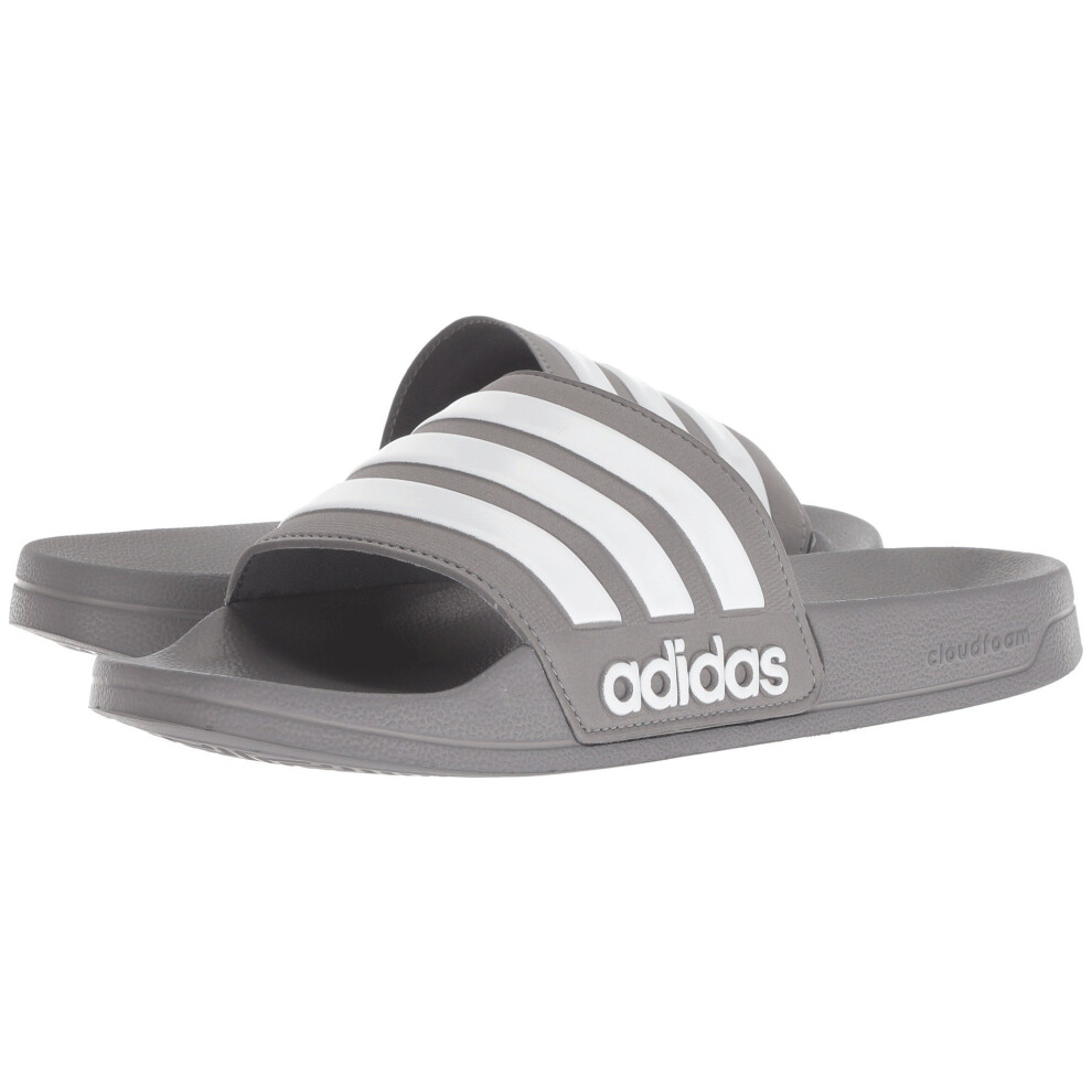 adidas Men's Adilette Shower Slides Grey/White/Grey 5