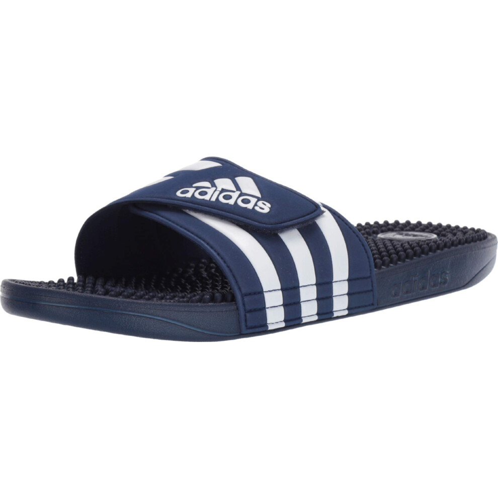 adidas Unisex Adissage Slides Sandal  Dark Blue/White/Dark Blue  8 US