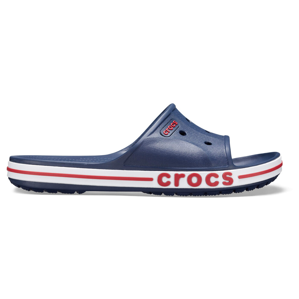 Crocs Unisex Bayaband Slides | Slide Sandals  Navy/Red Punch  7 Men/9