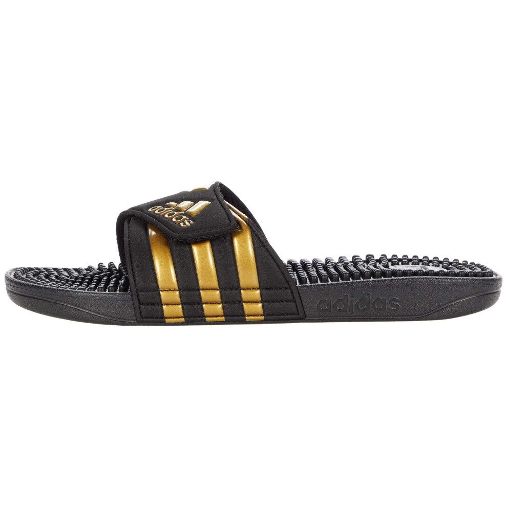 adidas Unisex Adissage Slides Sandal  Black/Gold Metallic/Black  11 US