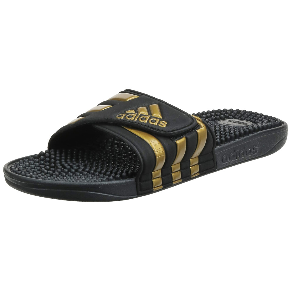 adidas Unisex Adissage Slides Sandal  Black/Gold Metallic/Black  7 US