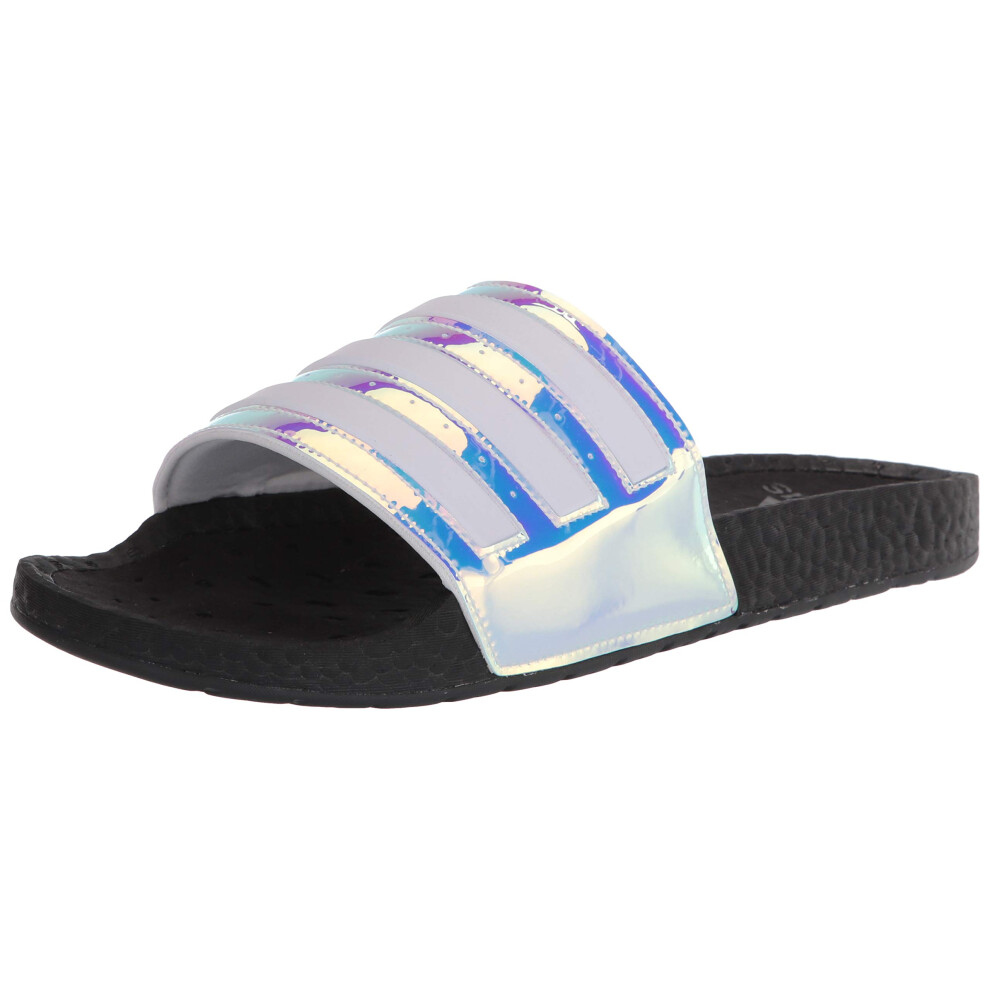 adidas unisex adult Adilette Boost Slide Sandal  Iridescent/White/Blac