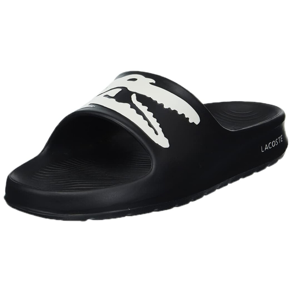 Lacoste womens Women's Croco Slide Sandal  Black/White  7 US