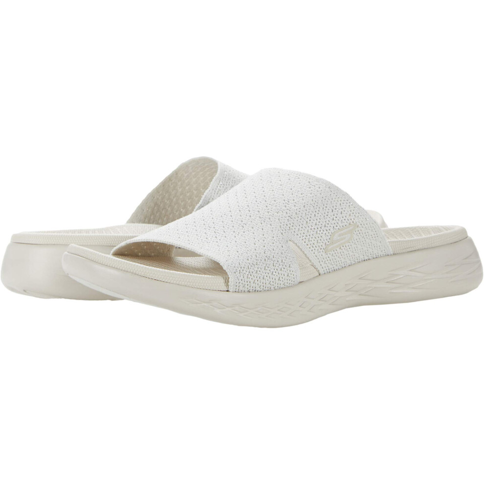 Skechers Womens On-the-go 600 Stretch Knit Slide Sandal  Natural  7 US