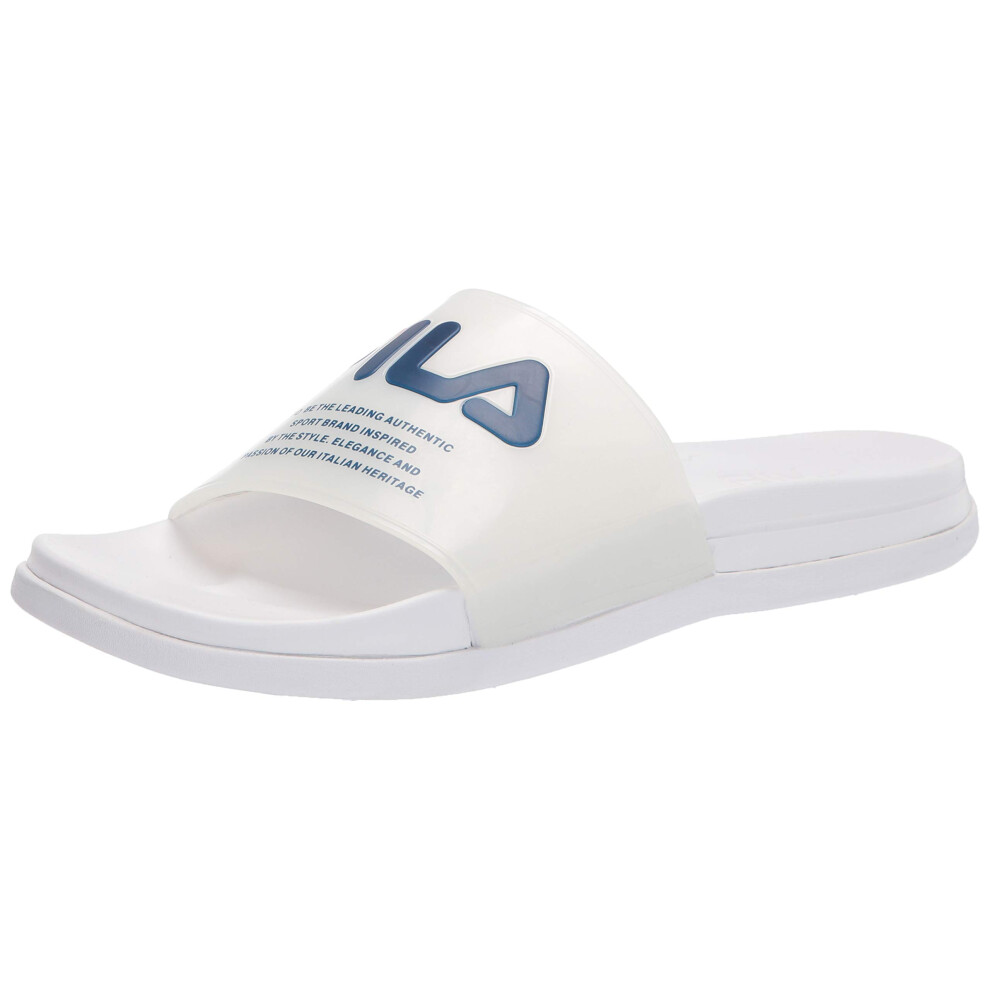 Fila Women's Drifter Lux Clear Slide Sandal  White Red Navy  8