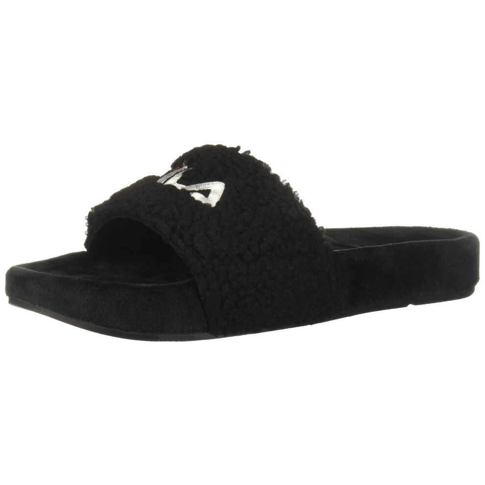 Fila Women's Fuzzy Slide Sandal  Black Red/White  7