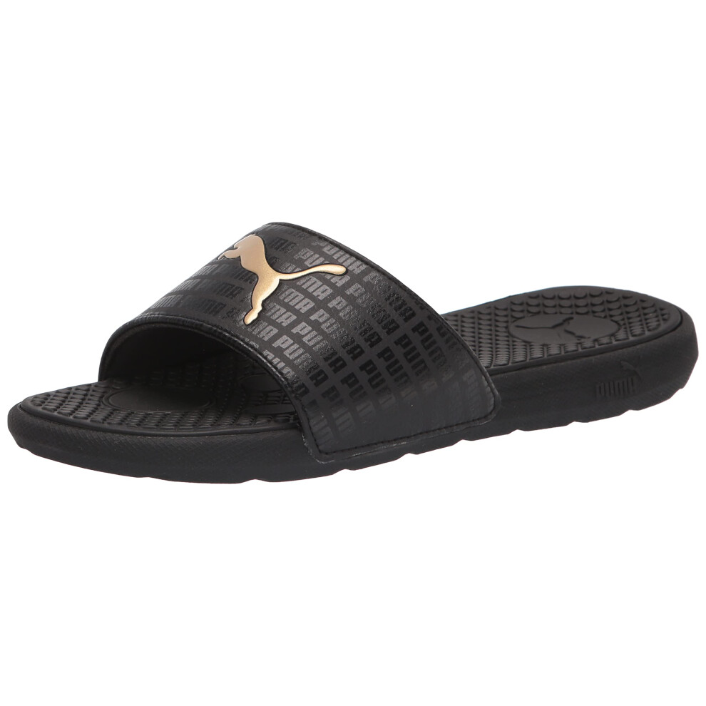 PUMA Women's Cool Cat Slide Sandal  Black/Team Gold  12