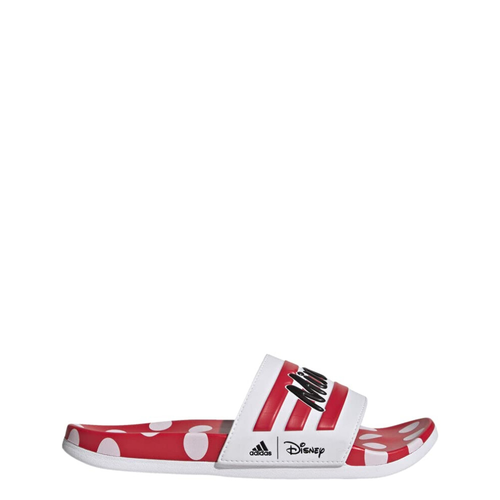 adidas Women's Adilette Comfort Slides Sandal  White/Ray Red/Core Blac