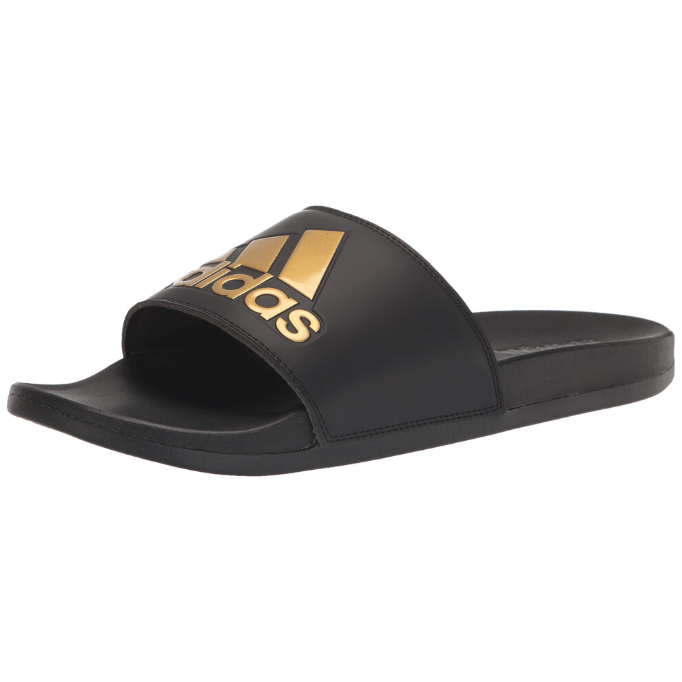 adidas Unisex Adilette Comfort Slide Sandal  Black/Gold Metallic/Black