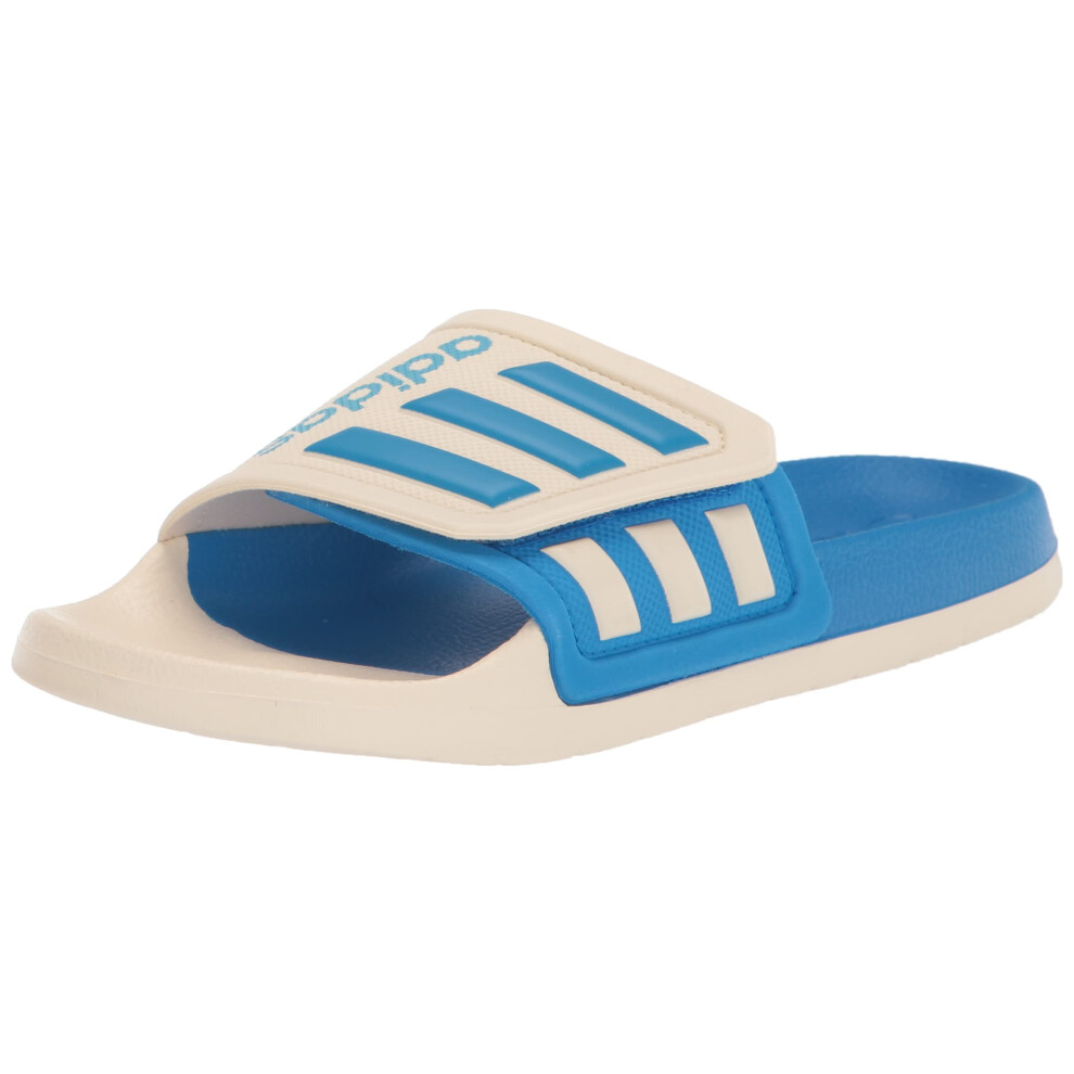 adidas Unisex Adilette Slide Sandal  Wonder White/Blue Rush/Sky Rush