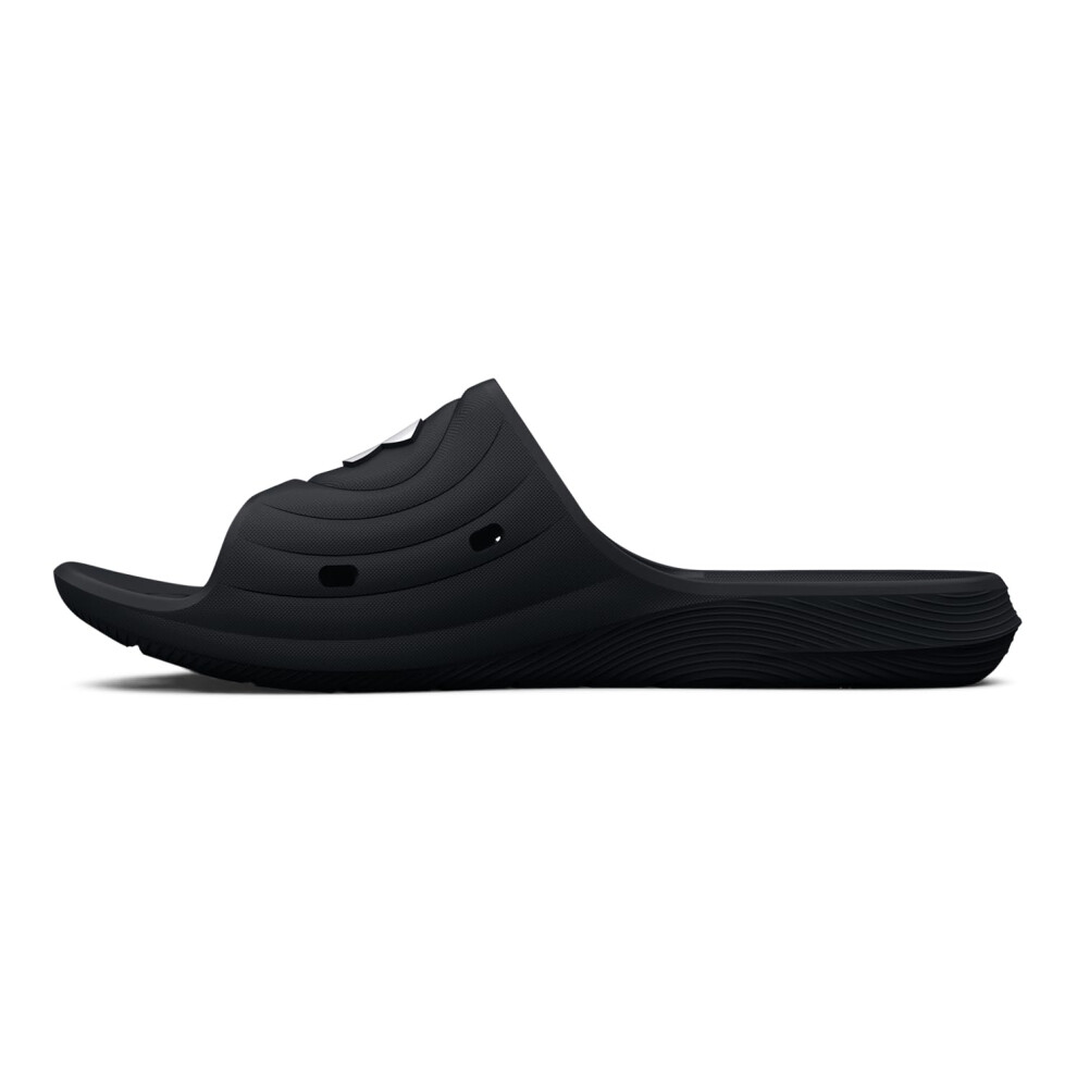 Under Armour Women's Locker IV Slide  (001) Black/Black/White  6  US