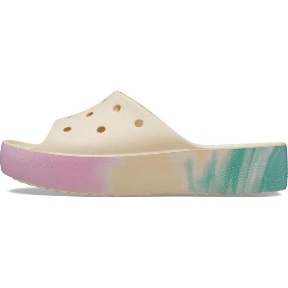 Crocs Women's Classic Slide | Platform Sandals  Vanilla/Multi  Numeric