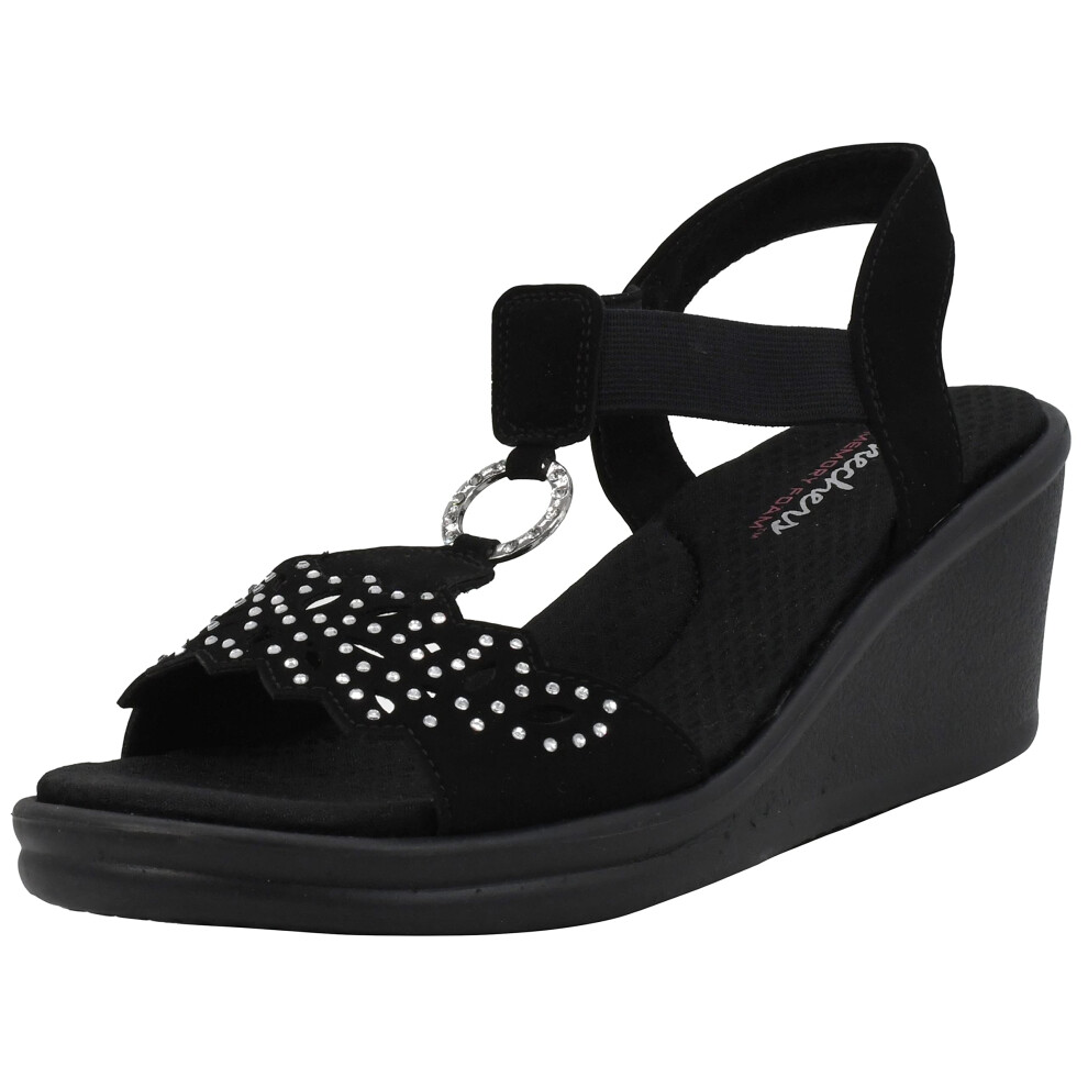 Skechers Cali Women's Rumblers-Queen B Wedge Sandal black 6 M US