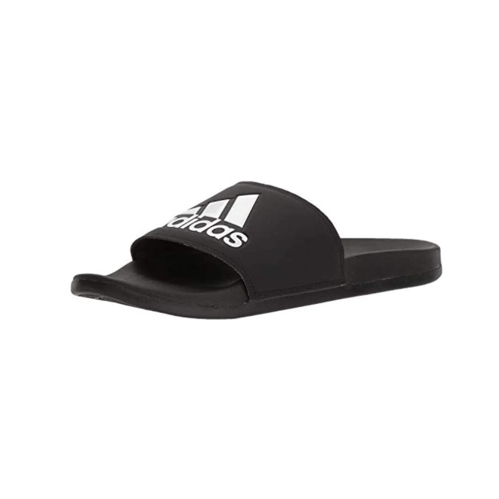 adidas Men's Adilette Comfort Slides Sandal  Black/Black/White  8