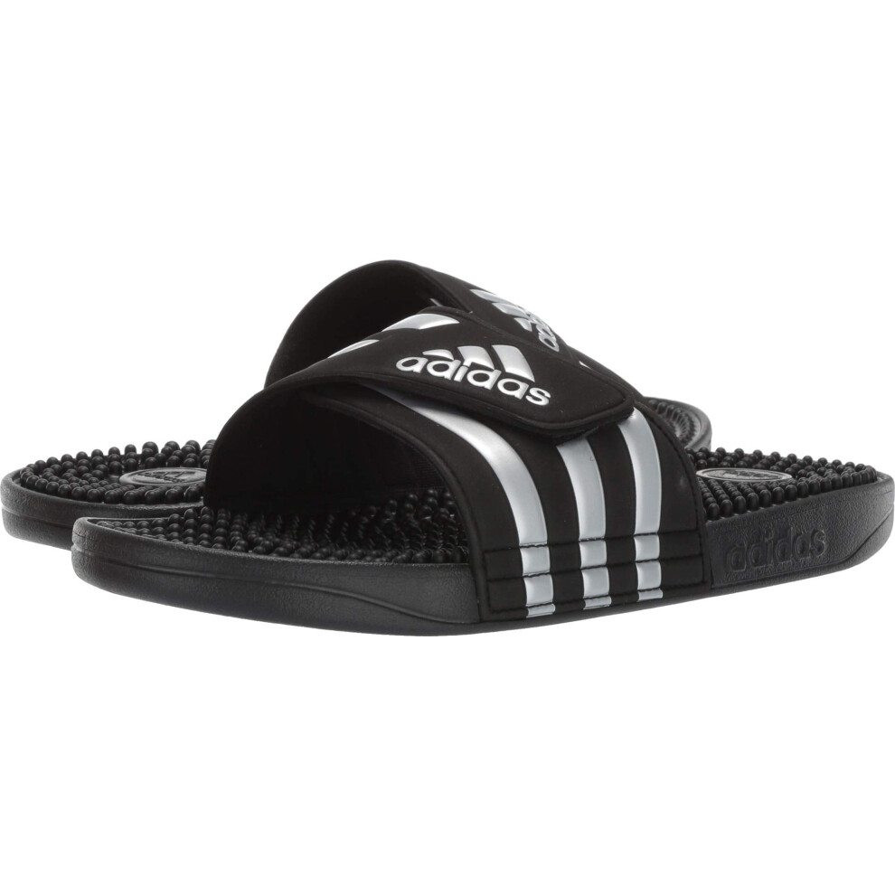 adidas Women's Adissage Slides Sandal  Black/Silver Metallic/Black  10