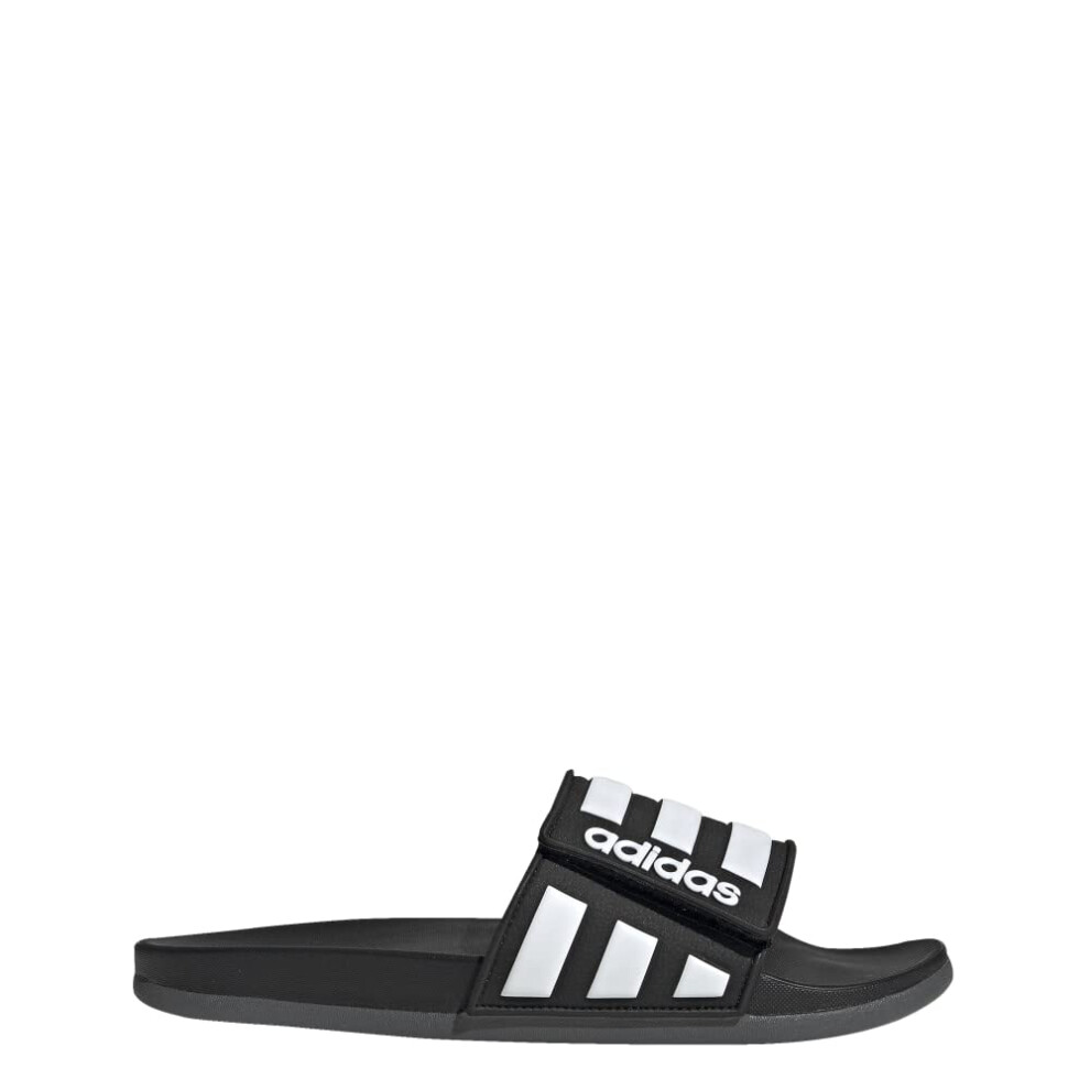 adidas Men's Adilette Comfort Adjustable Slides  Core Black/White/Grey