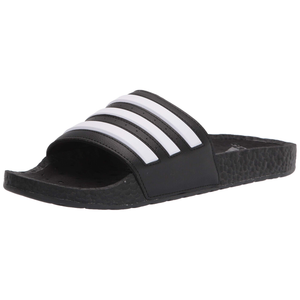 adidas Unisex Adilette Boost Slides Sandal  Core Black/White/Core Blac