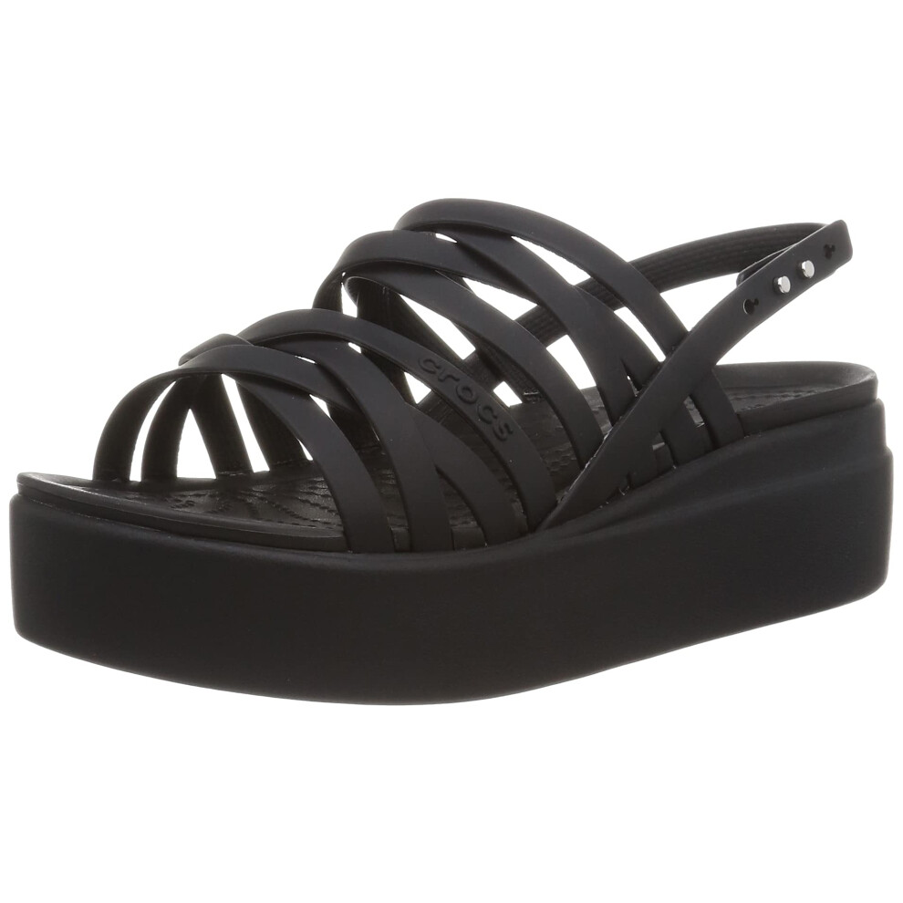 Crocs Women's Brooklyn Low Strappy Wedge Sandals  Black  Numeric_4