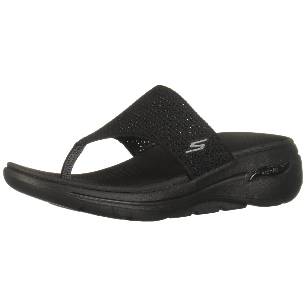 Skechers Go Walk Arch Fit Knit 3 Point Sandal Black 9 B (M)