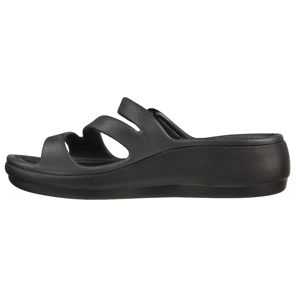 Skechers Women's Adjustable Wedge Sandal  Black  6