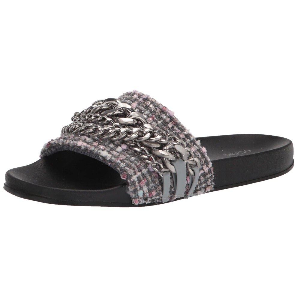 Guess Women's Salema Slide Sandal  Gray Tweed  9