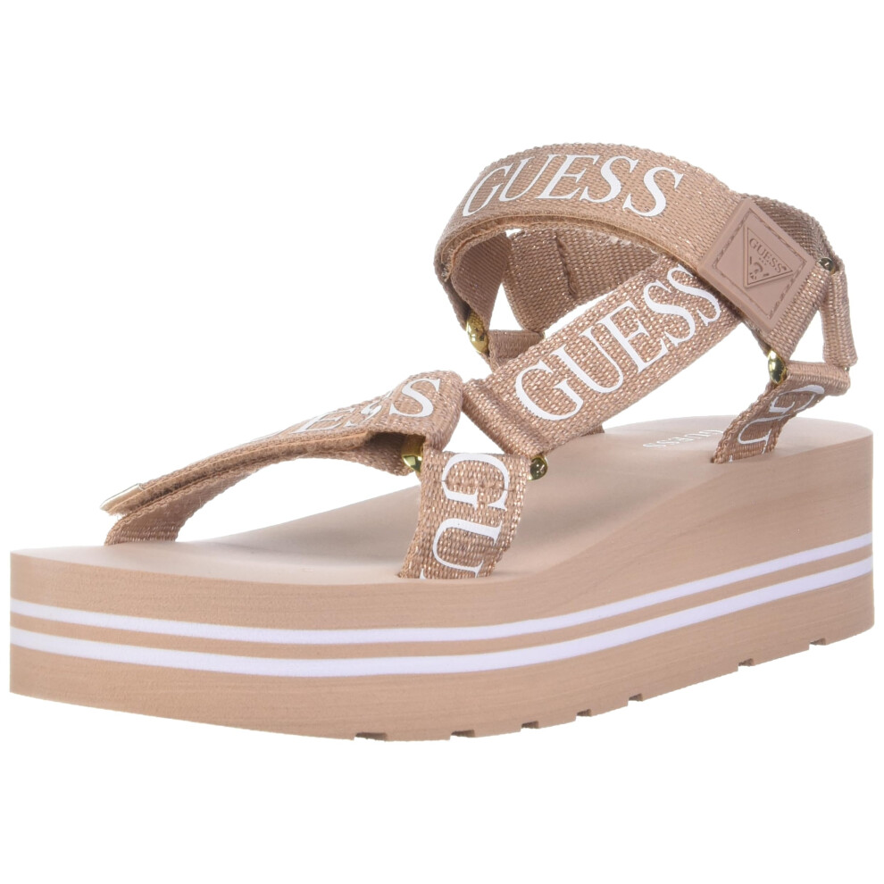 Guess Women's AVIN Wedge Sandal  Rose Gold  5.5