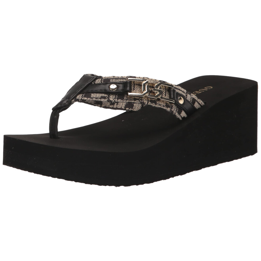 GUESS Women's Ediva Wedge Sandal  Black 001  7