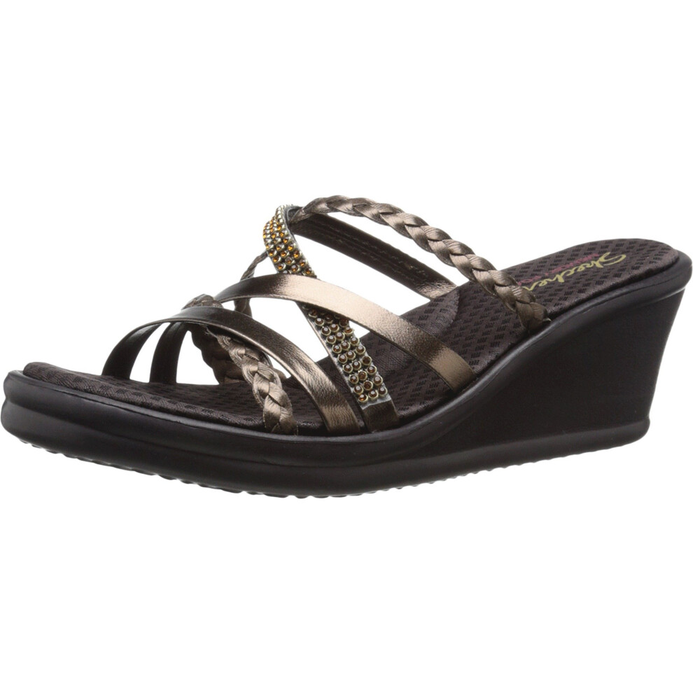 Skechers Cali Women's Rumbers-Wild Child Wedge Sandal Bronze Rhineston