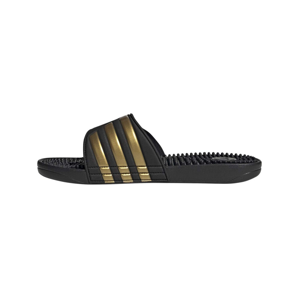 adidas Men's Adissage Slides Sandal  Black/Gold Metallic/Black  12