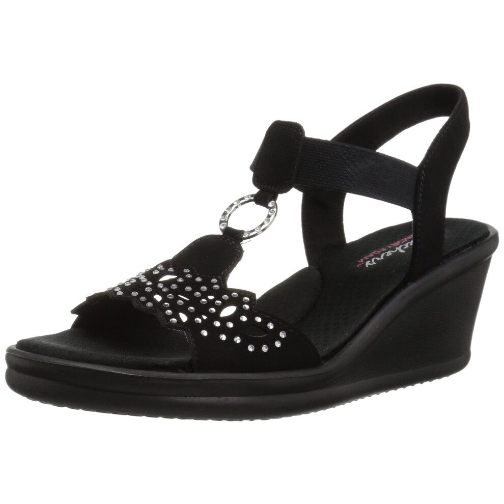 Skechers Cali Women's Rumblers-Queen B Wedge Sandal black 7 M US