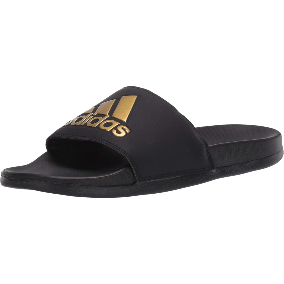 adidas Men's Adilette Comfort Slides  Core Black/Gold Metallic/Core Bl