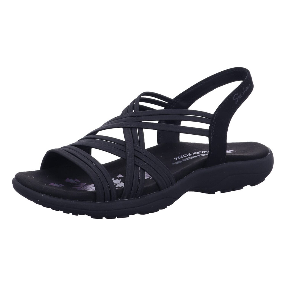 Skechers womens Reggae Slim Simply Stretch Sport Sandal  Black  9 US