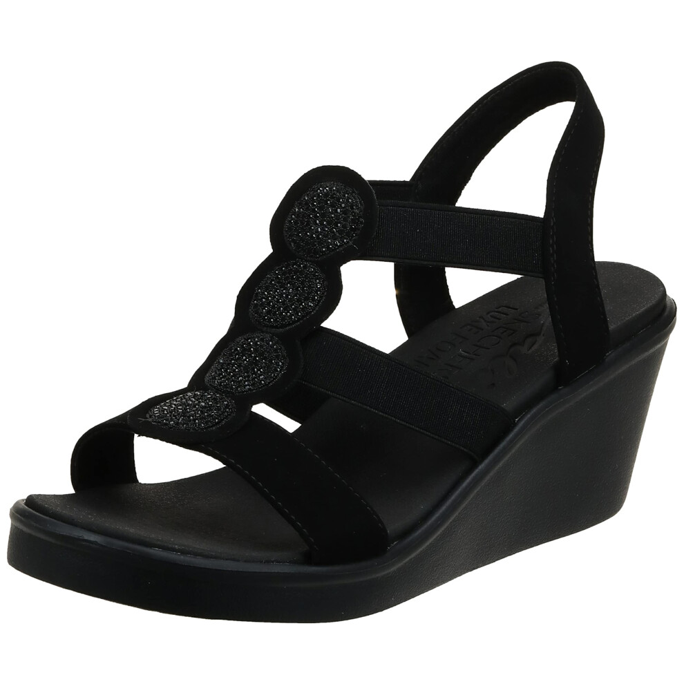 Skechers Women's Wedge Sandal  Black/Black  7