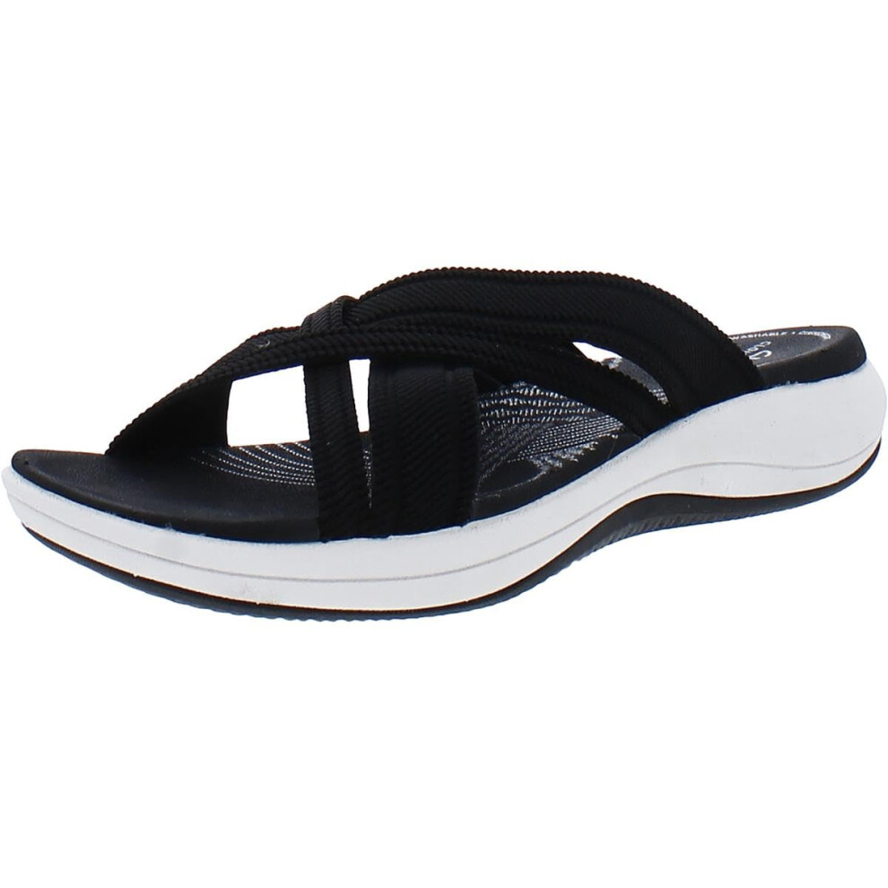 Clarks Women's Mira Isle Slide Sandal  Black Textile  7 Wide