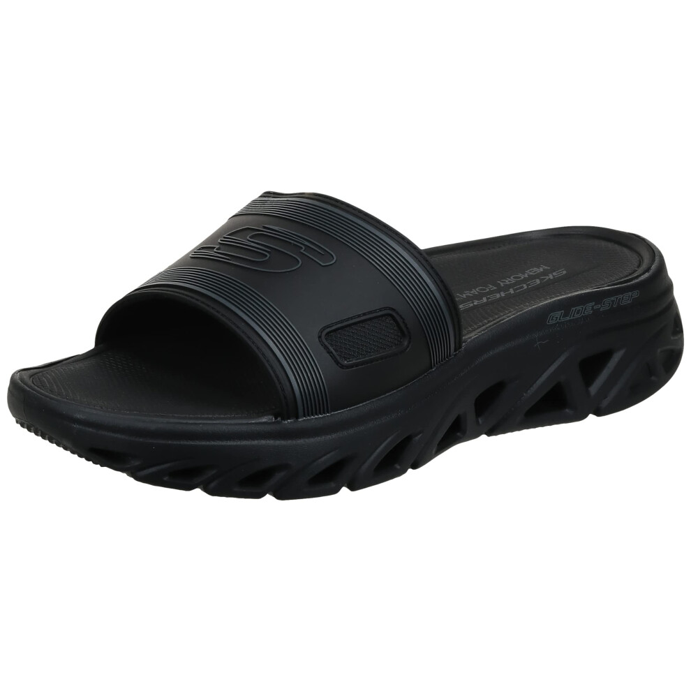 Skechers Men's Glide Step Sport Sandal Slide  Black  8