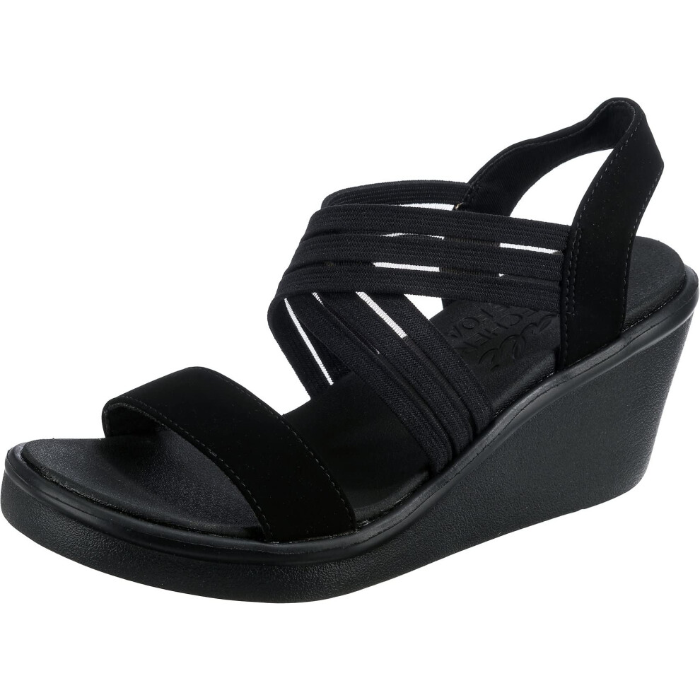 Skechers Women's Wedge Sandal  Black/Black  8