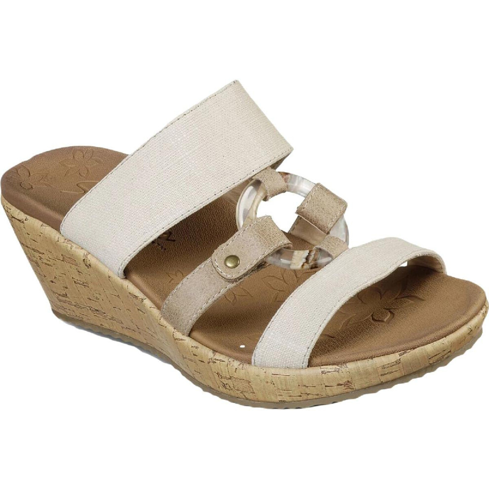 Skechers Women's Beverlee-sail Away Slide Wedge Sandal  Natural  7 W U