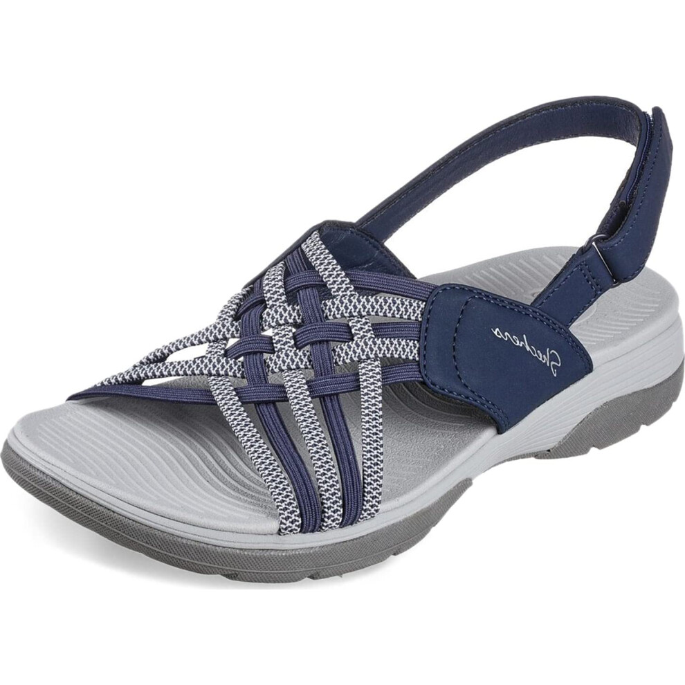 Skechers Women's ARCHFIT Reggae Sport-Hometown Sandal  Navy/Gray  7