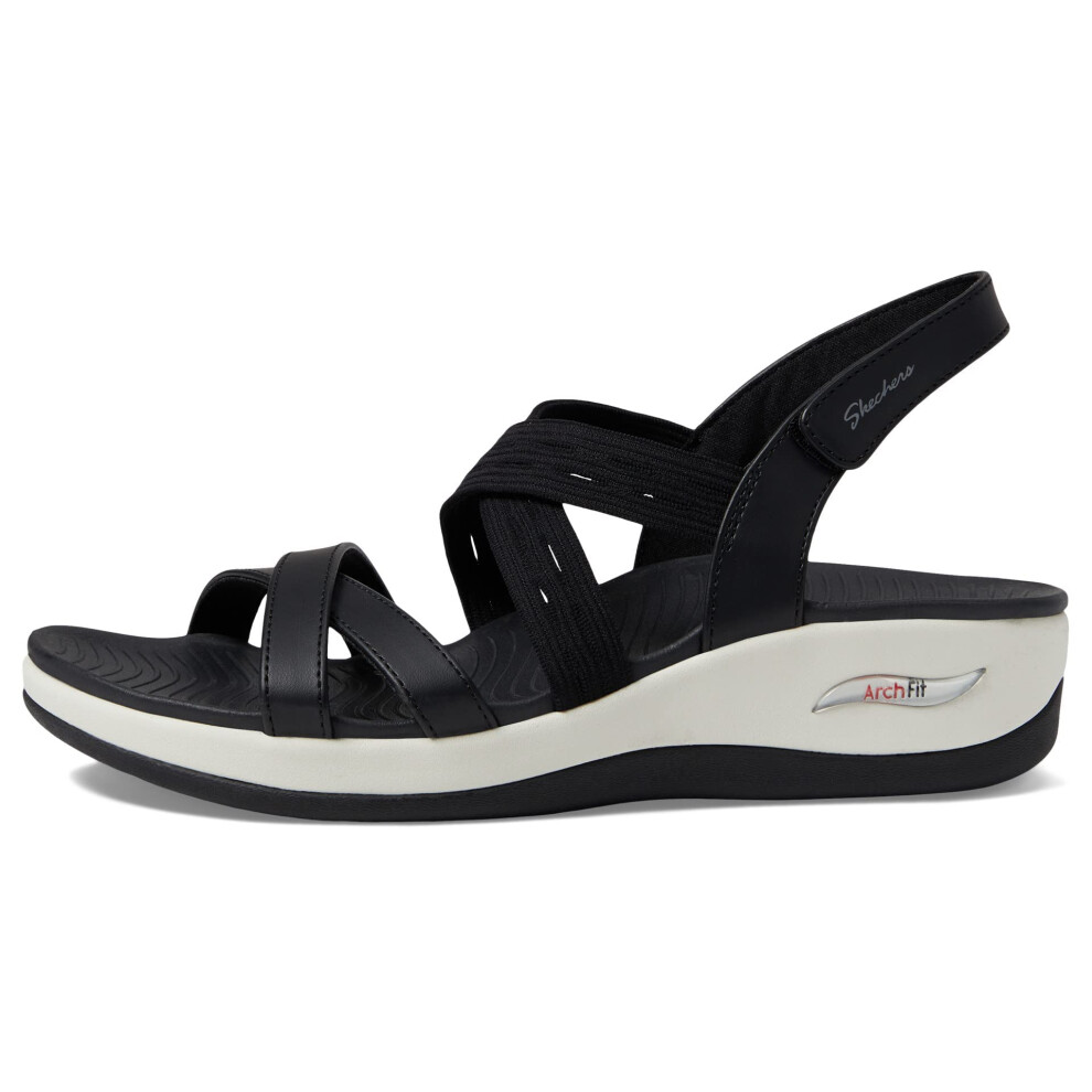 Skechers Women's Ankle-Strap Sandal  Black Durabuck Webbing  8