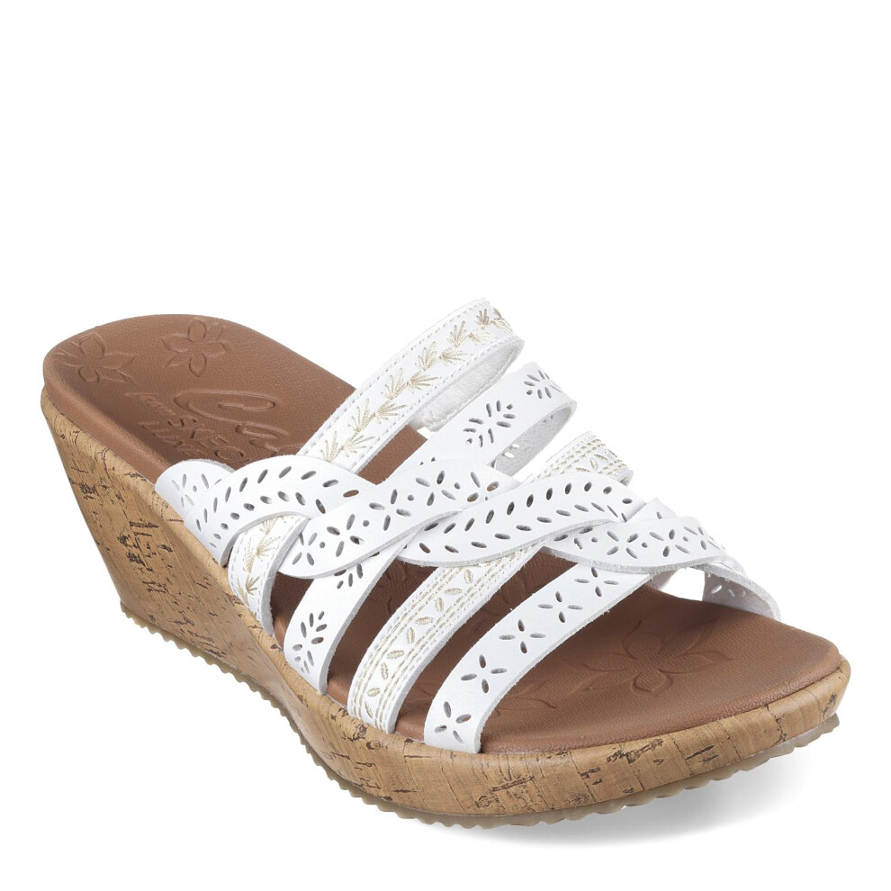 Skechers Women's Beverlee-New Resort Wedge Sandal  White  7.5